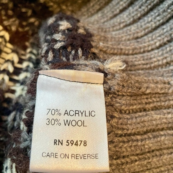 Tris Line Made in Italy Wool Blend Cardigan Sweater Size M Gray Fair Isle Dad - Picture 9 of 10